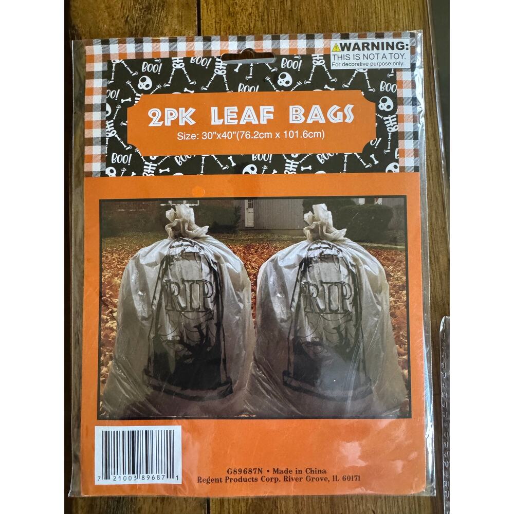 NWT Halloween Decor Lot Ghost Skeleton Zombie Leaf Bags Window Covers - Picture 3 of 7
